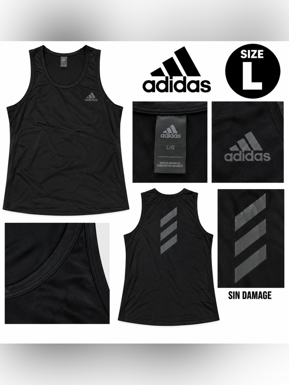 adidas Black Men's Swim Tank with Reflective Logo